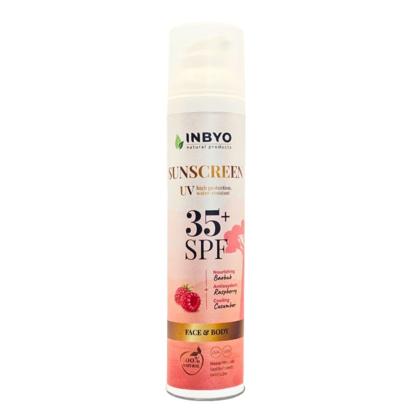 Слънцезащитен крем SPF 35 с цинк и масло от малина