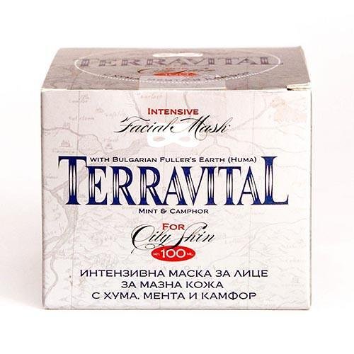 Terravital интензивна маска за лице за мазна кожа със сива хума, мента и комфор 100 мл.