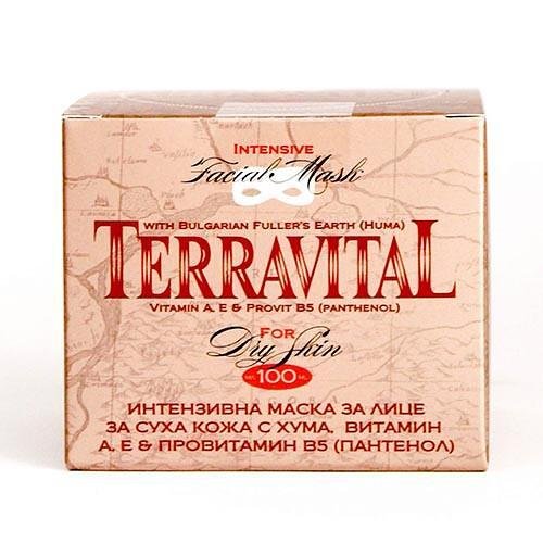 Terravital интензивна маска за лице за суха кожа с кафява хума, витамин А, Е, провитамин В5 (пантенол) 100 мл.
